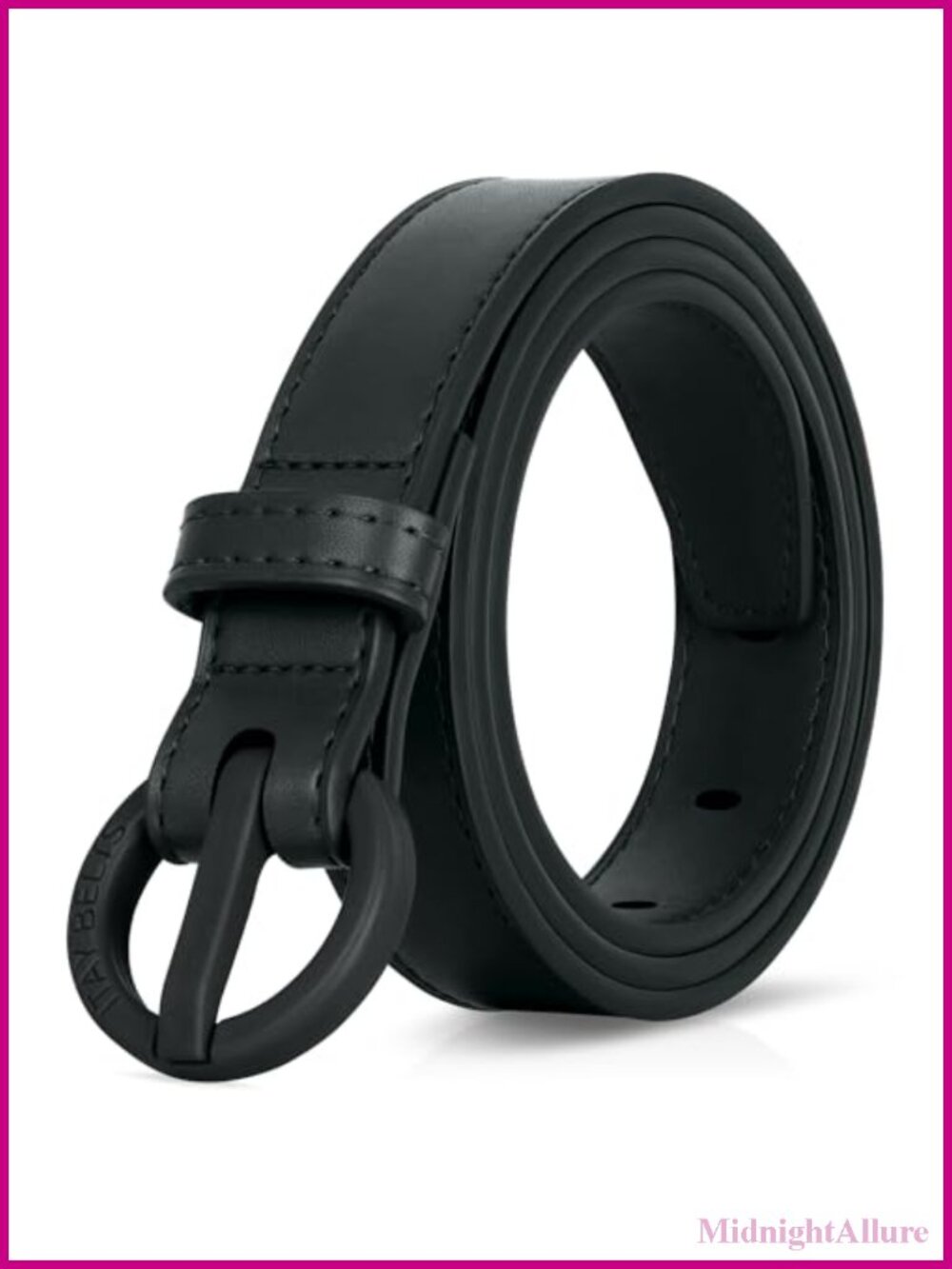 Women's Metal Free Leather Belt 25mm Nickel Free TSA Friendly Plastic Buckle